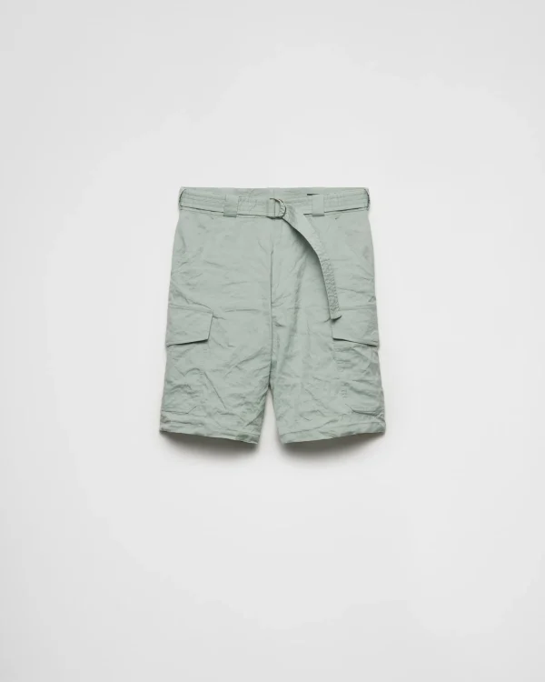 Trousers And Bermudas*Prada Stretch cotton Bermudas Agave