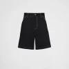 Trousers And Bermudas*Prada Stretch cotton Bermudas Black