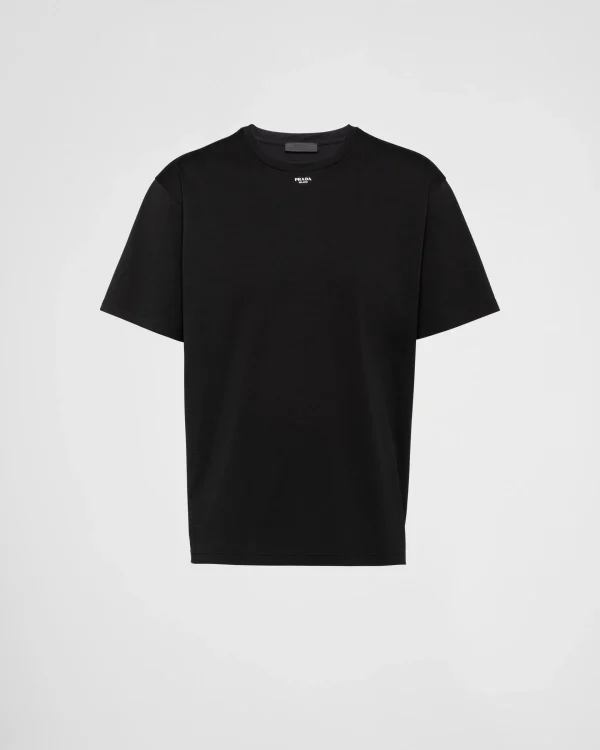 T-shirts And Polo Shirts*Prada Stretch cotton T-shirt with logo Black