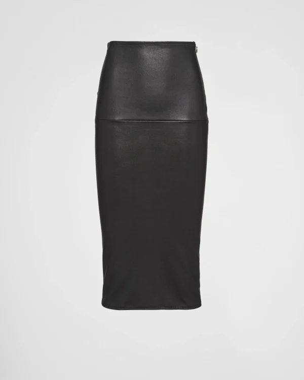 Leather Clothing*Prada Stretch nappa leather skirt Black