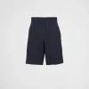 Trousers And Bermudas*Prada Stretch poplin Bermudas Blue/limestone