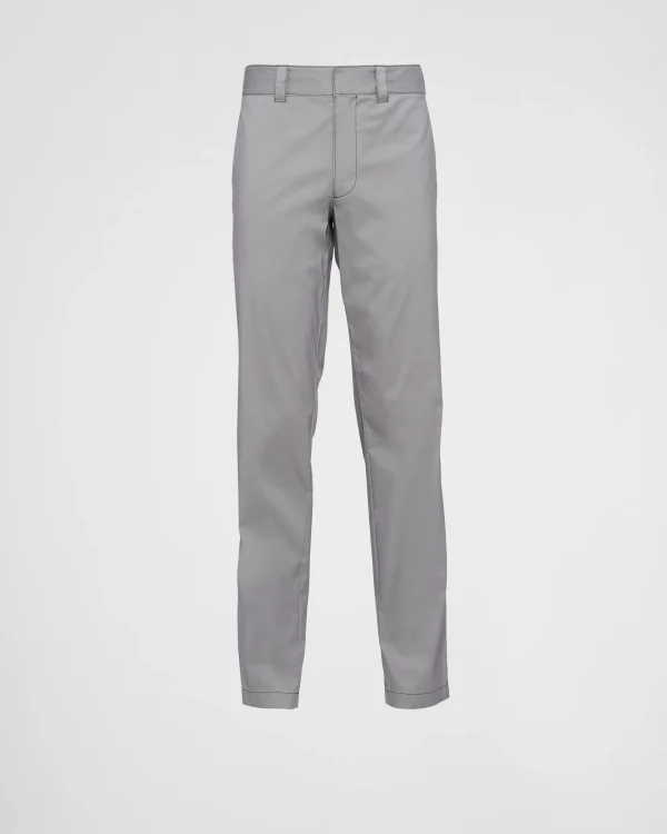 Trousers And Bermudas*Prada Stretch poplin pants Steel/black