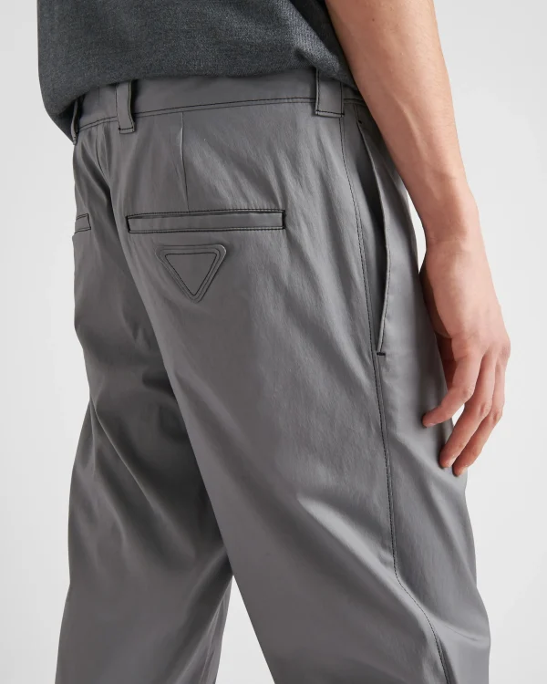 Trousers And Bermudas*Prada Stretch poplin pants Steel/black