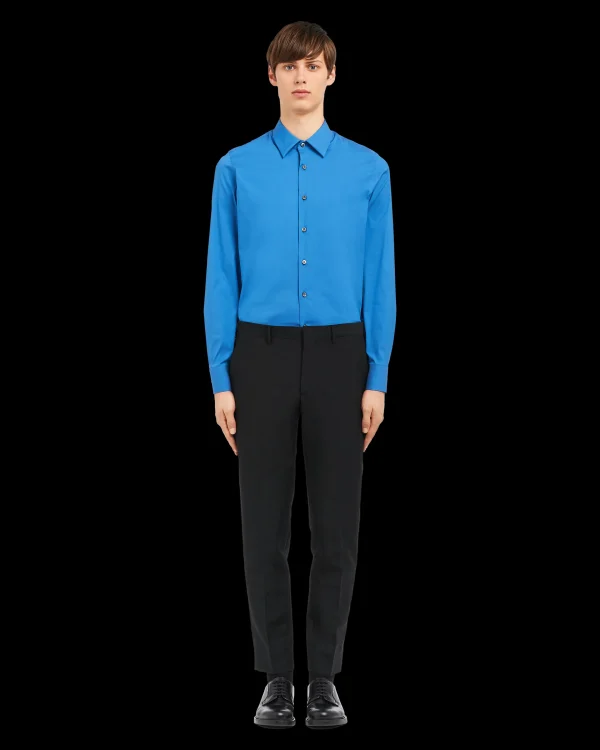 Shirts*Prada Stretch Poplin Shirt Sapphireblue