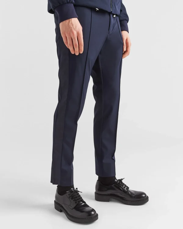 Trousers And Bermudas*Prada Stretch technical fabric pants Navy