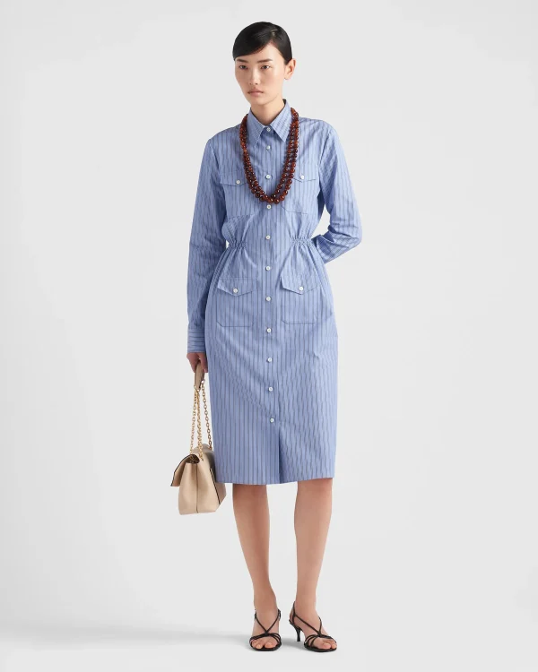 Dresses*Prada Striped chambray dress Navy