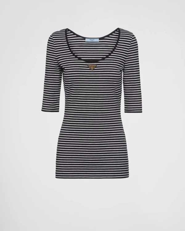 T-shirts And Sweatshirts*Prada Striped jersey top Black/white