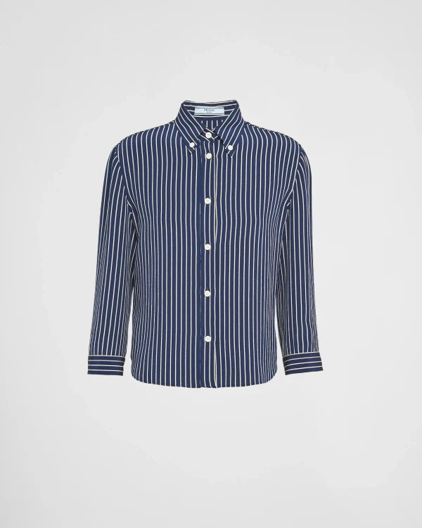 Shirts And Tops*Prada Striped marocain shirt Blue/beige