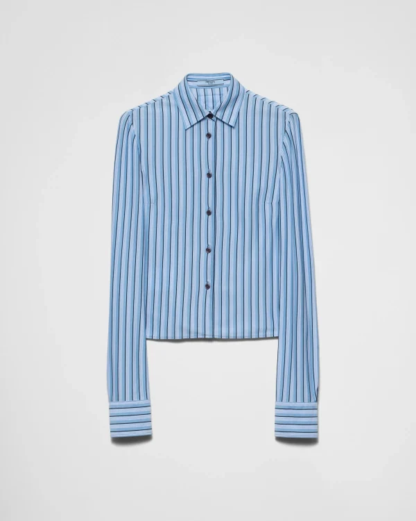 Shirts And Tops*Prada Striped piqué shirt Lightblue