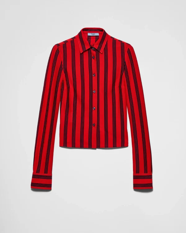 Shirts And Tops*Prada Striped piqué shirt Red