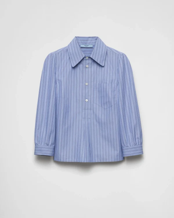 Shirts And Tops*Prada Striped poplin blouse Navy