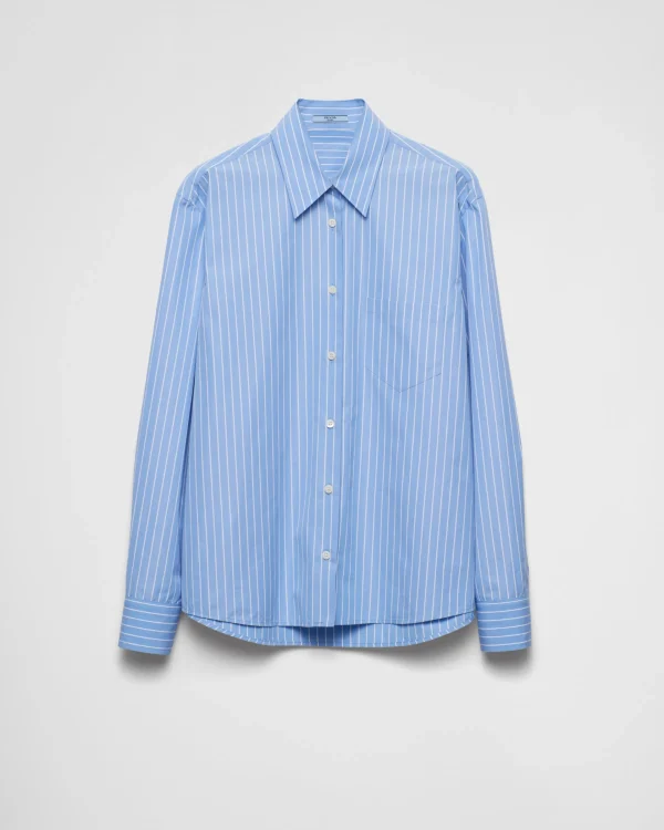 Shirts And Tops*Prada Striped poplin shirt Sapphireblue