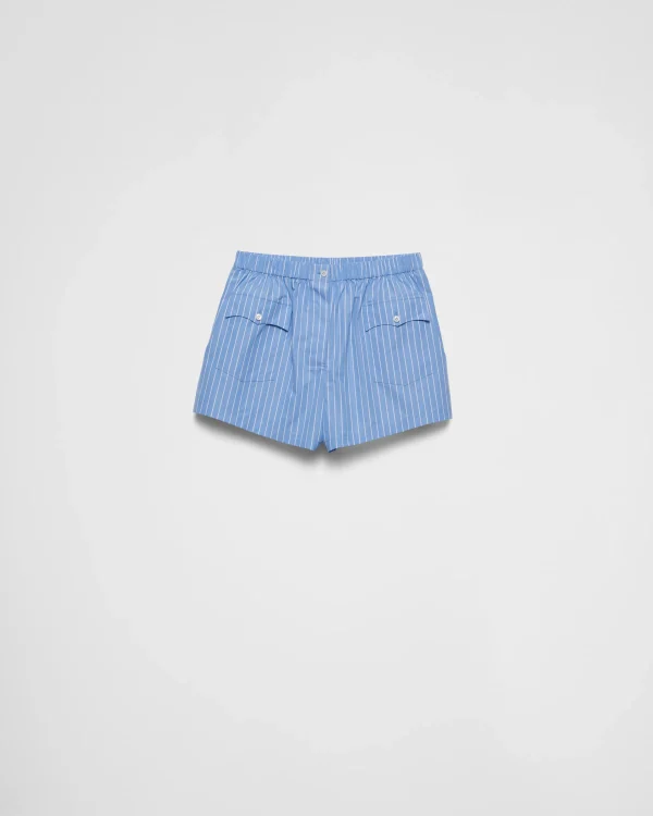 Trousers And Shorts*Prada Striped poplin shorts Sapphireblue