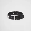 Pet Accessories*Prada Studded brushed leather pet collar Black