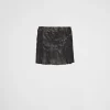 Leather Clothing*Prada Studded nappa leather patchwork skirt Black