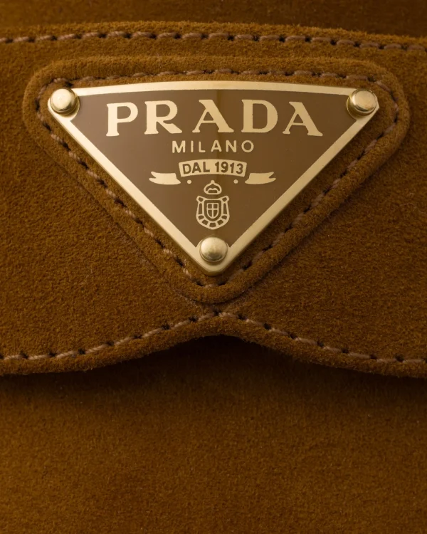 Slippers And Mules*Prada Suede and shearling mules Cognac