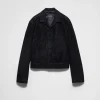 Leather Clothing*Prada Suede blouson jacket Navy