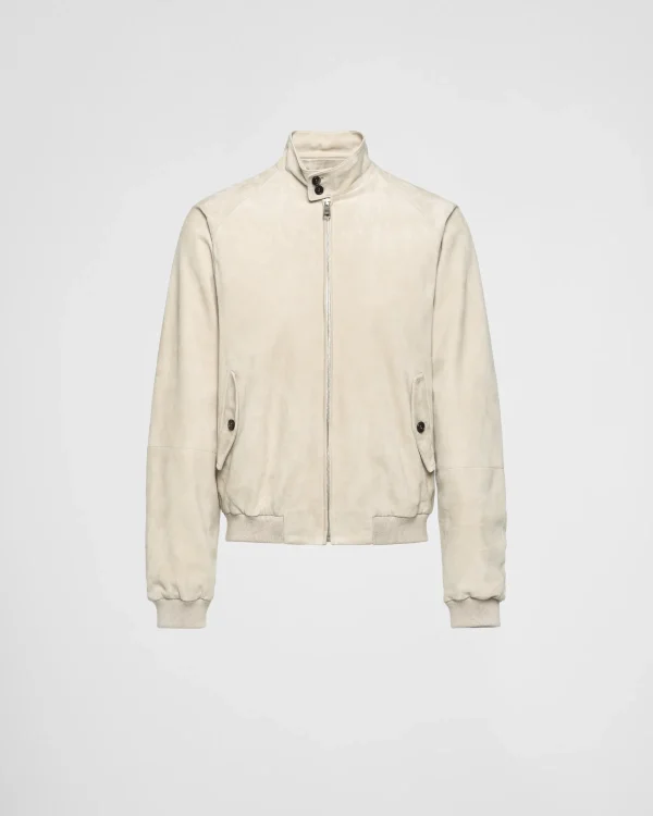 Leather Clothing*Prada Suede bomber jacket Ice