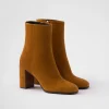 Ankle Boots And Boots*Prada Suede booties Cognac