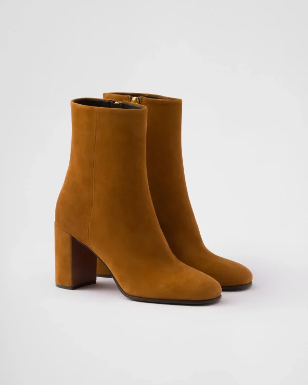 Ankle Boots And Boots*Prada Suede booties Cognac