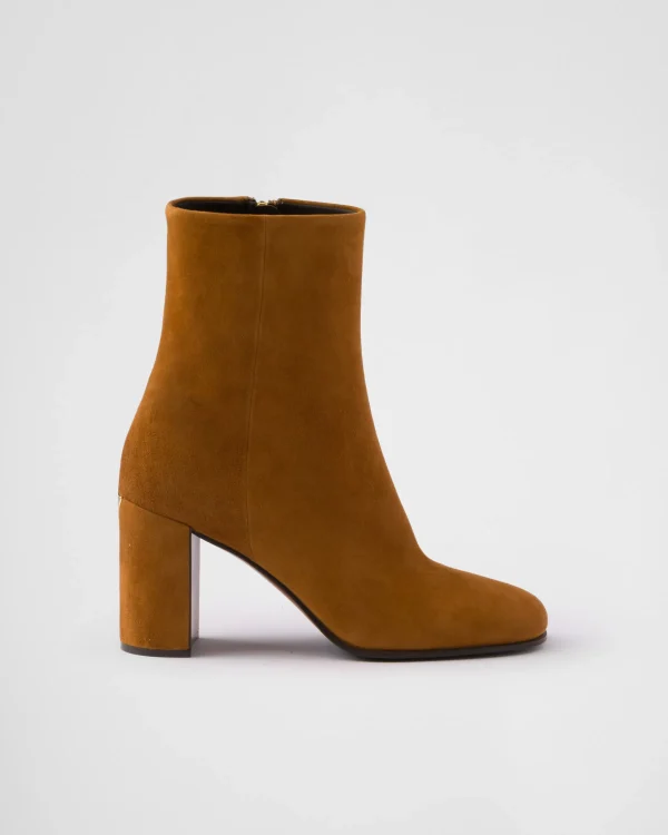 Ankle Boots And Boots*Prada Suede booties Cognac