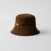 Hats And Gloves*Prada Suede bucket hat Cocoabrown