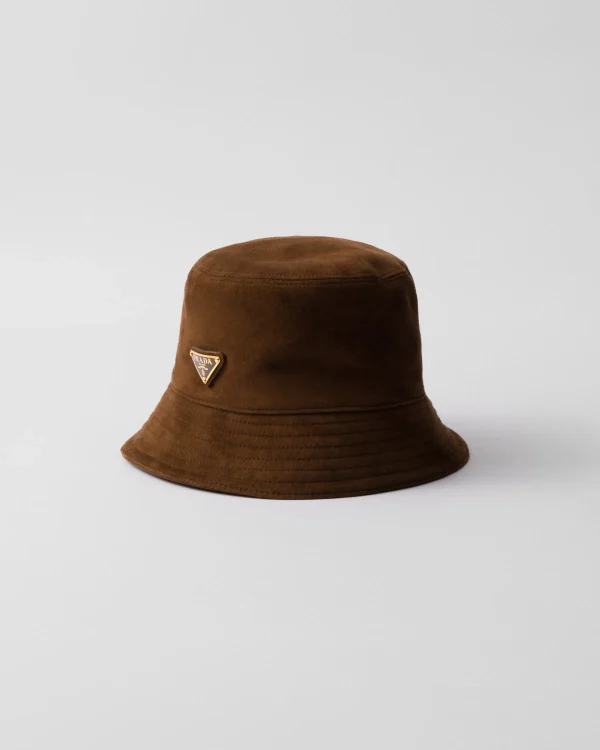 Hats And Gloves*Prada Suede bucket hat Cocoabrown