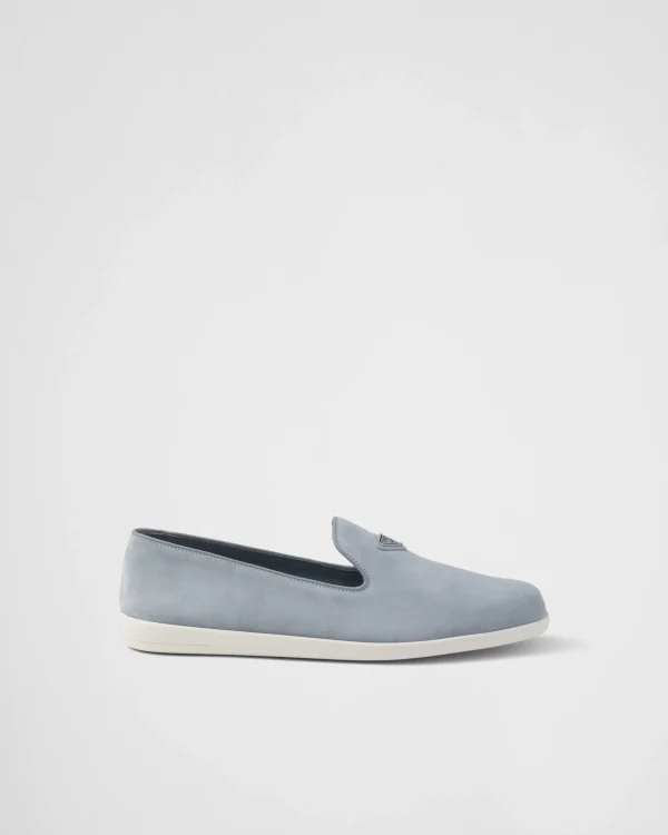 Loafers*Prada Suede calf leather slip-ons Astralblue