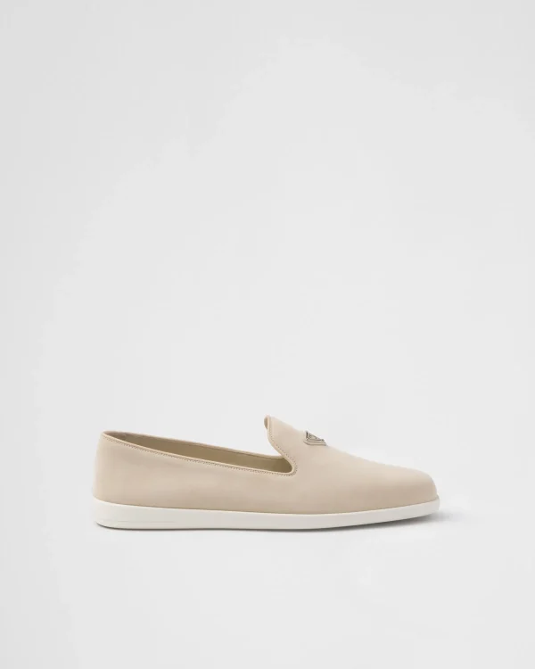 Loafers*Prada Suede calf leather slip-ons Desertbeige