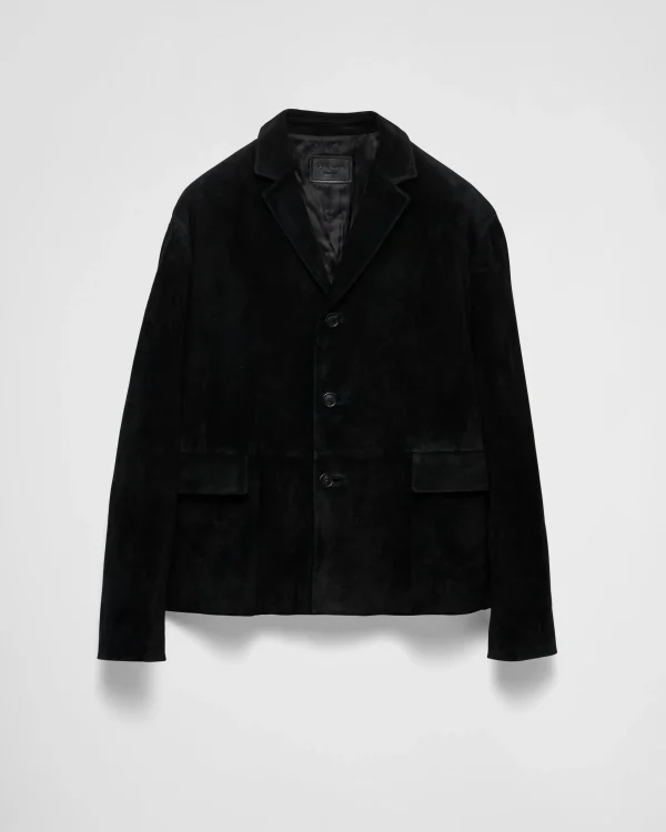 Leather Clothing*Prada Suede calfskin jacket Black