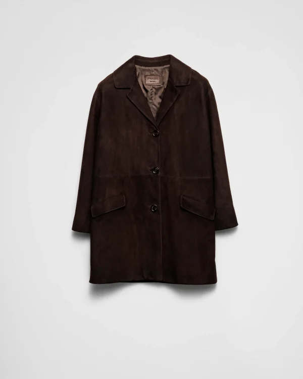 Leather Clothing*Prada Suede coat Coffee