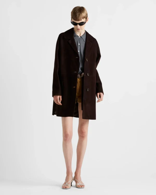 Leather Clothing*Prada Suede coat Coffee