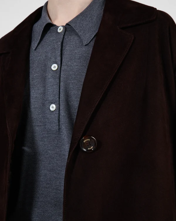 Leather Clothing*Prada Suede coat Coffee