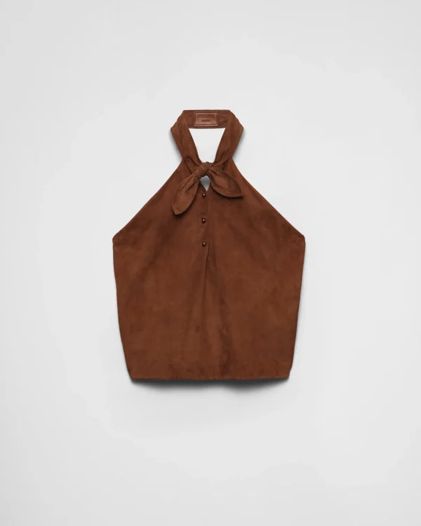 Leather Clothing*Prada Suede halter top Palisander