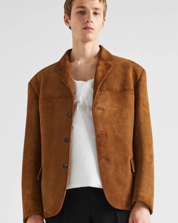 Leather Clothing*Prada Suede jacket Tobacco