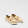 Loafers And Lace-ups*Prada Suede leather loafers Ecru