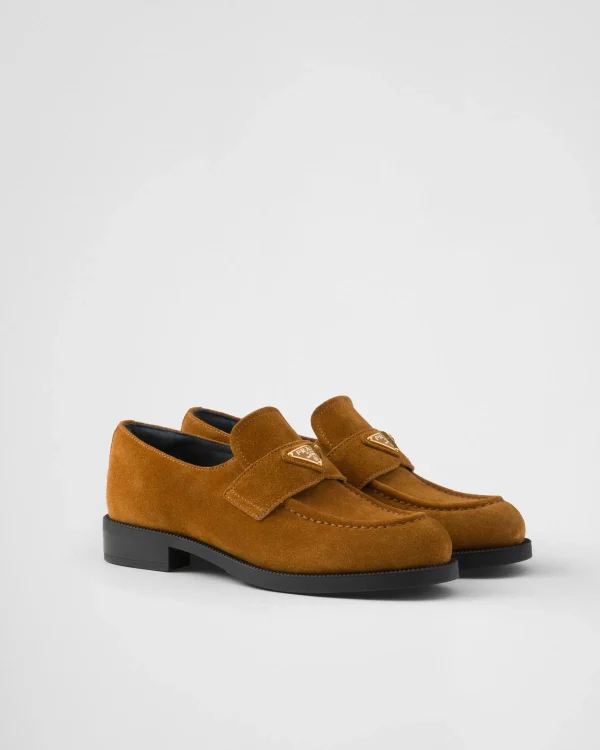 Loafers And Lace-ups*Prada Suede loafers Cognac