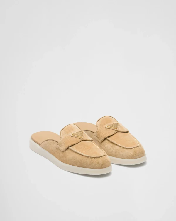 Loafers And Lace-ups*Prada Suede mules Ecru