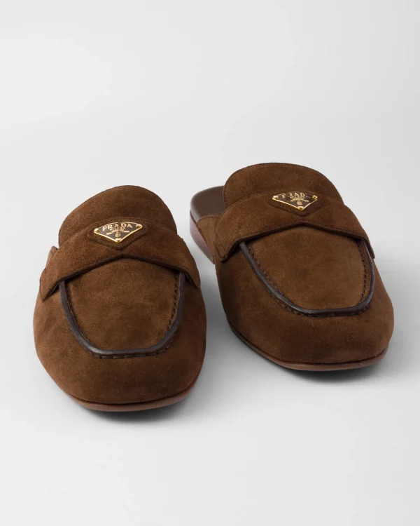 Slippers And Mules*Prada Suede sabots Cocoabrown