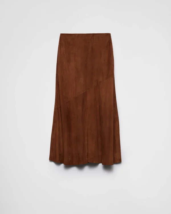 Leather Clothing*Prada Suede skirt Palisander