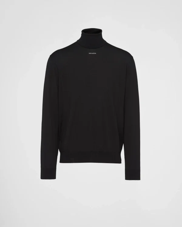 Knitwear*Prada Superfine turtleneck sweater Black