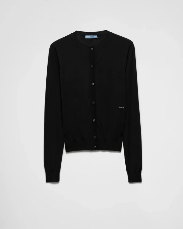 Knitwear*Prada Superfine wool cardigan Black