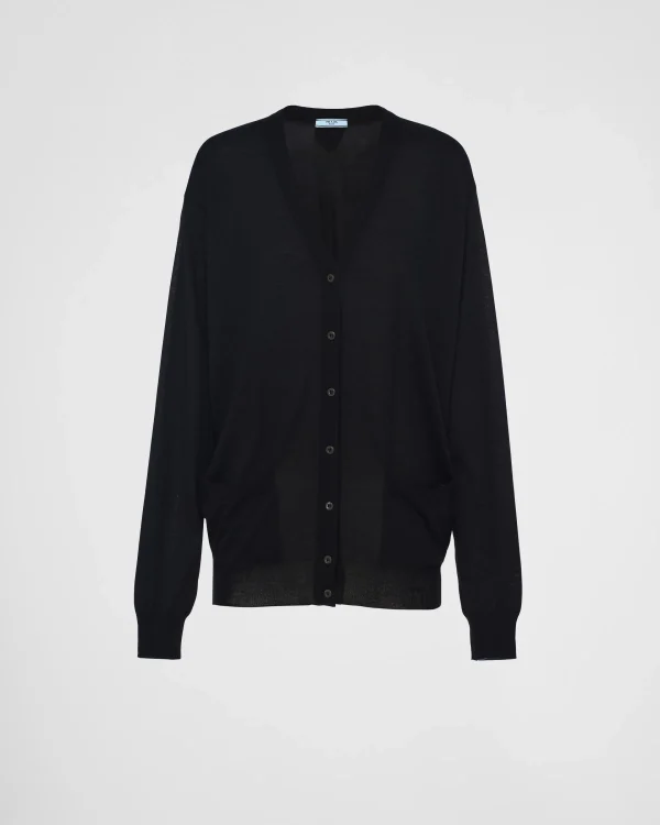 Knitwear*Prada Superfine wool cardigan Black