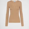 Knitwear*Prada Superfine wool crew-neck sweater Camelbrown