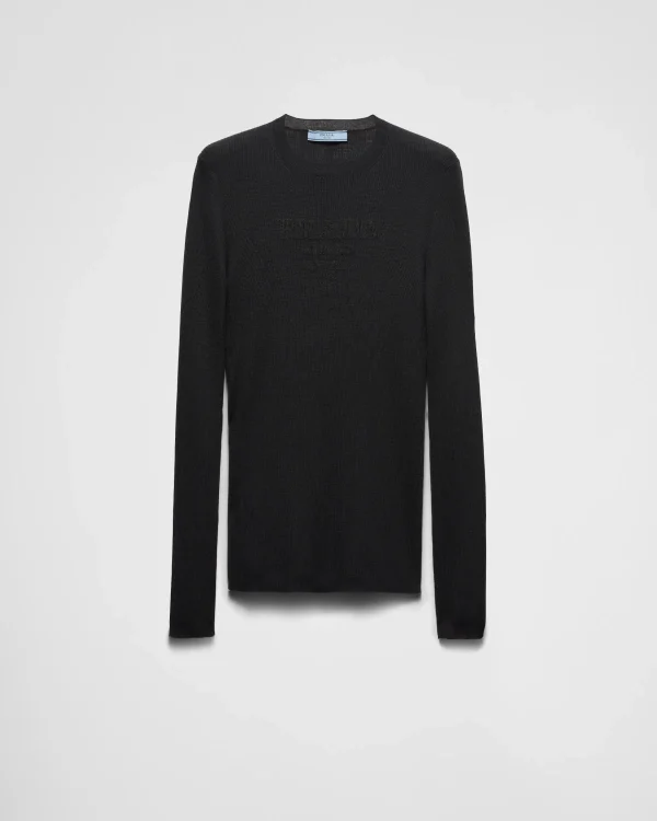 Knitwear*Prada Superfine wool crew-neck sweater Black