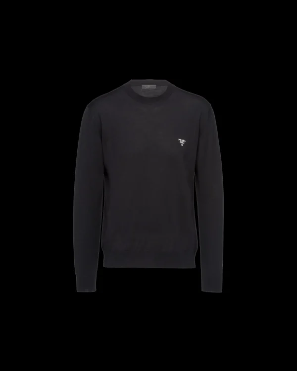 Knitwear*Prada Superfine wool crew-neck sweater Black