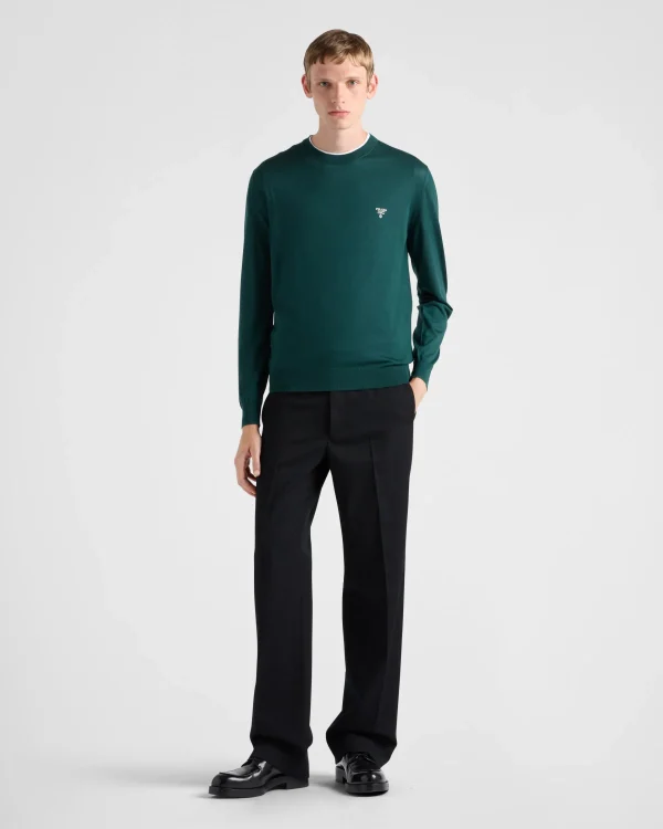 Knitwear*Prada Superfine wool crew-neck sweater Bottle