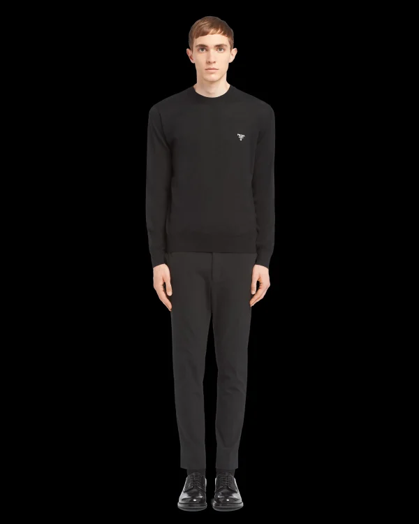 Knitwear*Prada Superfine wool crew-neck sweater Black