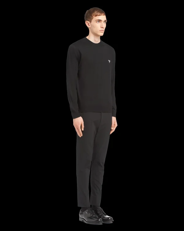 Knitwear*Prada Superfine wool crew-neck sweater Black