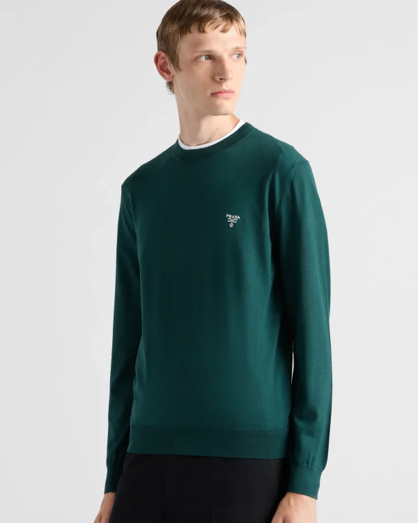 Knitwear*Prada Superfine wool crew-neck sweater Bottle